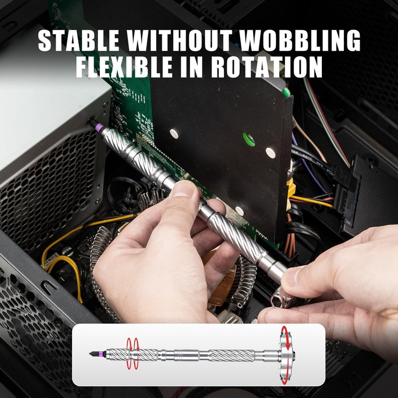 VMAN Ratchet Magnetic Screwdriver Set, 24 in 1 S2 Steel Bits and Head-tail Drive T-Handle, DIY Combination Flexible Shaft for Furniture Assembly, Electrical Appliance Repair, Bicycle Tools - Image 2